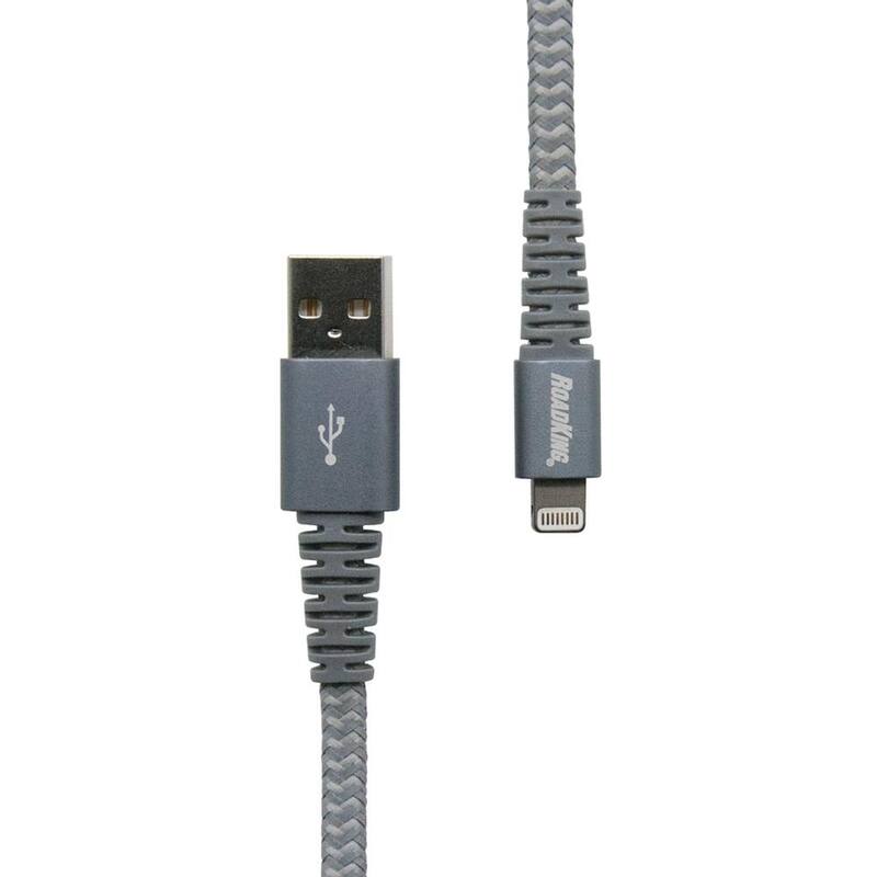 RoadKing Mobilespec 6 ft. Heavy-Duty Lightning Charge and Sync Cable, Silver Charge and Sync Cable - RK06236