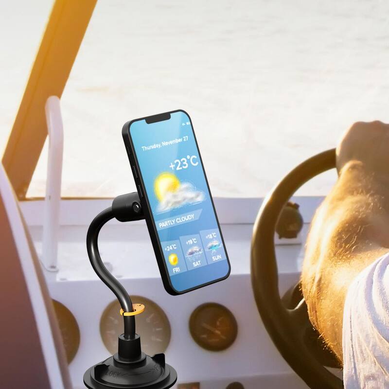 Armor All Magnetic Phone Mount With Gooseneck Cupholder, Turns 360-Degrees - AMH3-1014-BLK