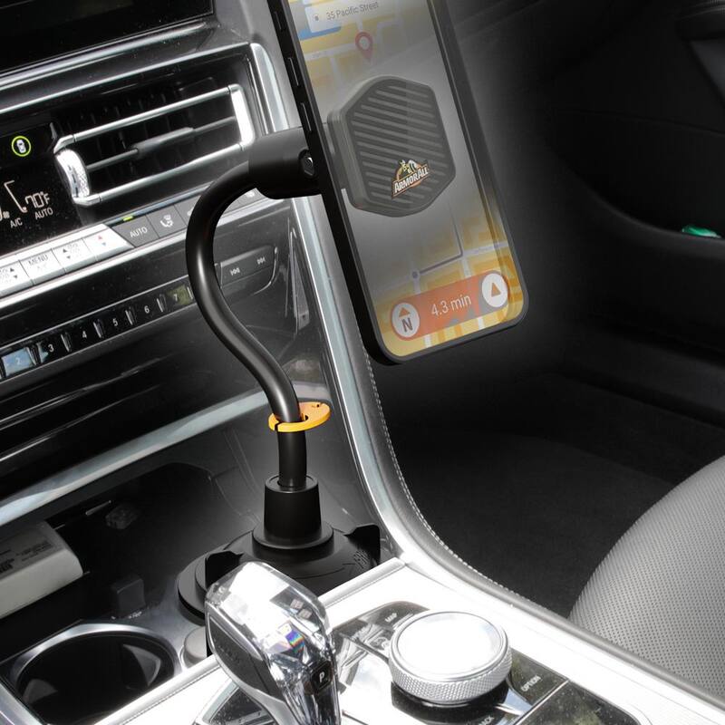 Armor All Magnetic Phone Mount With Gooseneck Cupholder, Turns 360-Degrees - AMH3-1014-BLK