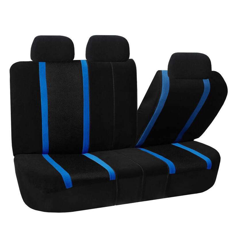 FH Group Fabric 47 in. x 23 in. x 1 in. Full Set Sports Car Seat Covers - DMFB070BLUE115