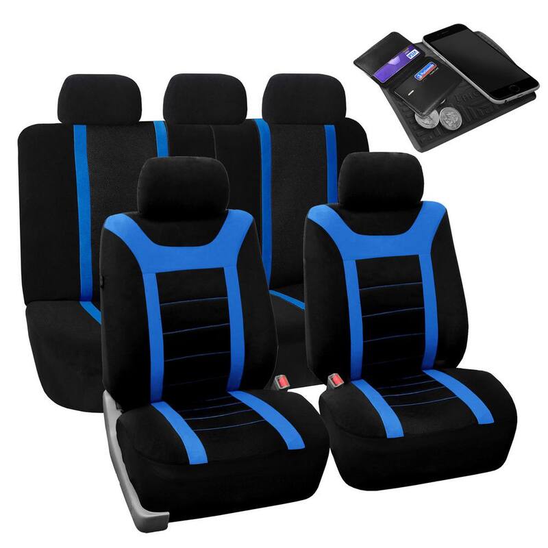 FH Group Fabric 47 in. x 23 in. x 1 in. Full Set Sports Car Seat Covers - DMFB070BLUE115