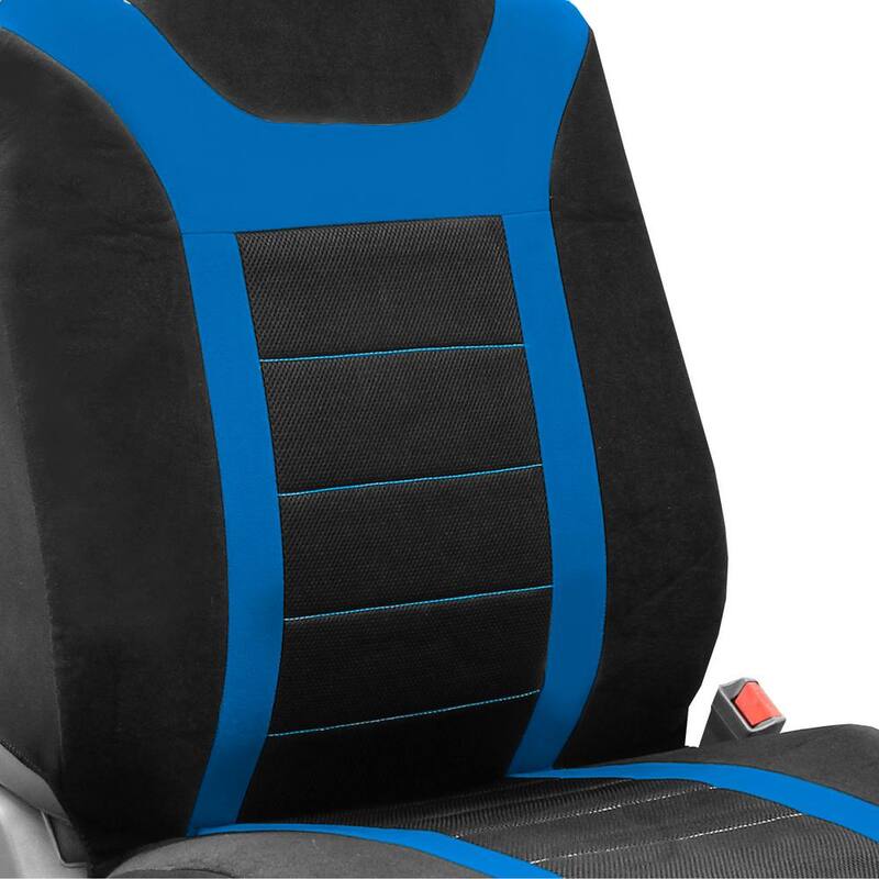 FH Group Fabric 47 in. x 23 in. x 1 in. Full Set Sports Car Seat Covers - DMFB070BLUE115