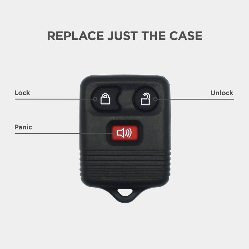 Car Keys Express Ford 3-Button Keyless Entry Remote Replacement Case - Black Shell, No Electronics - Easy DIY Fit, Durable Design - FORMT300-PK