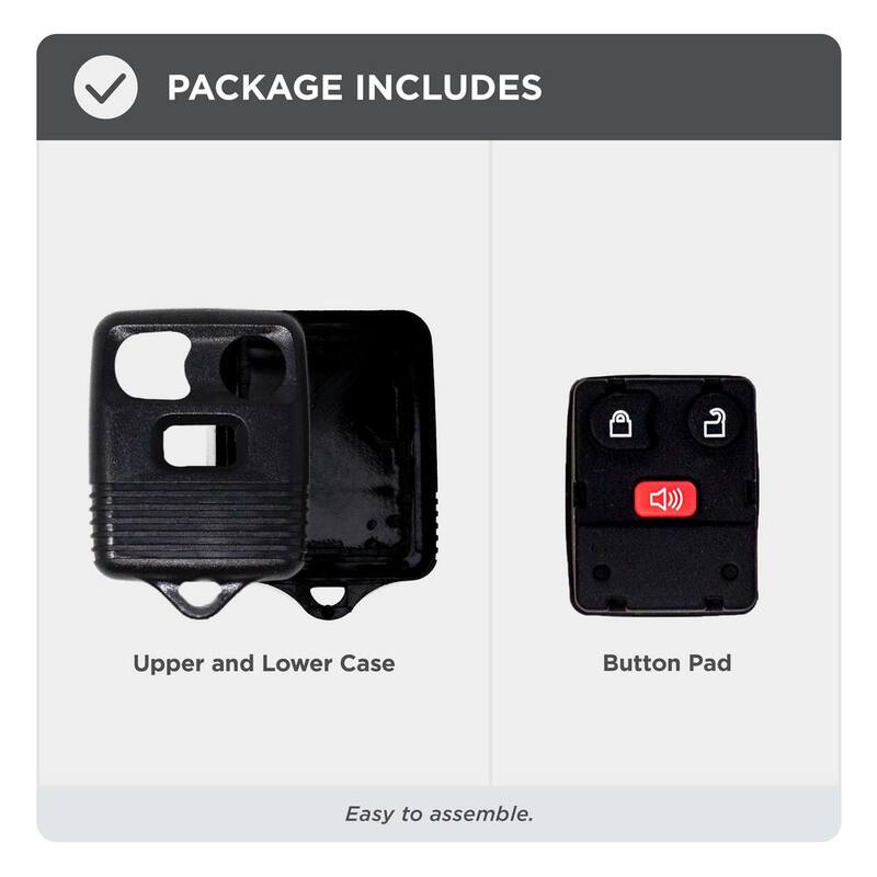 Car Keys Express Ford 3-Button Keyless Entry Remote Replacement Case - Black Shell, No Electronics - Easy DIY Fit, Durable Design - FORMT300-PK