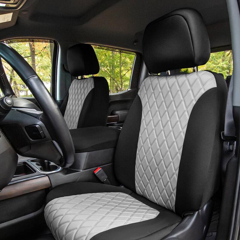 FH Group Neoprene Custom Fit Seat Covers for 2019-2023 Chevrolet Silverado 1500 2500HD 3500HD WT to Custom to LT - DMCM5010GRAY-FRONT