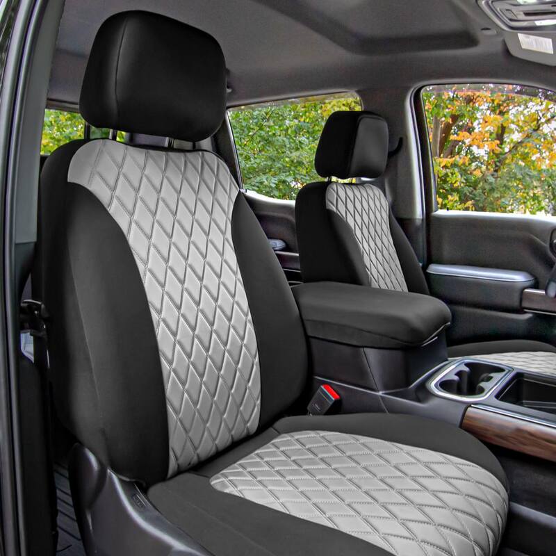FH Group Neoprene Custom Fit Seat Covers for 2019-2023 Chevrolet Silverado 1500 2500HD 3500HD WT to Custom to LT - DMCM5010GRAY-FRONT
