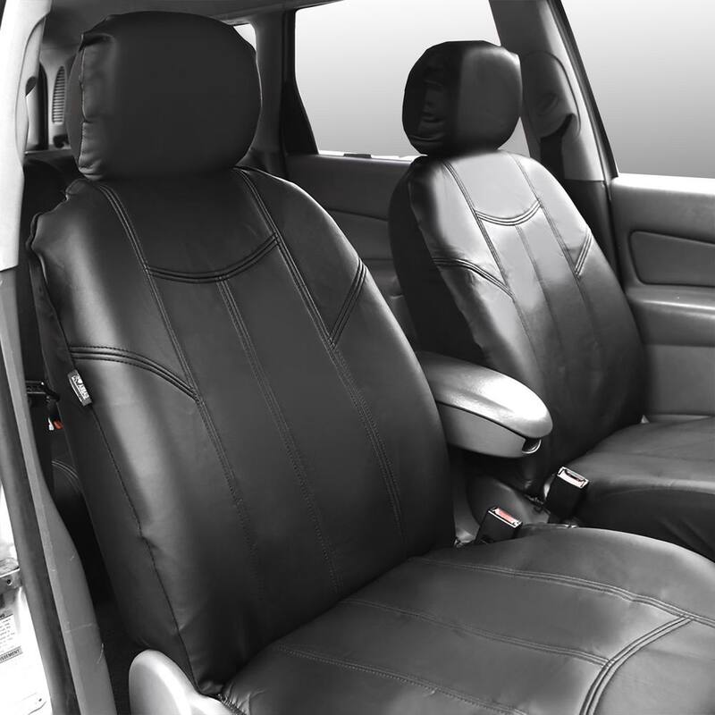 FH Group PU Leather 47 in. x 23 in. x 1 in. Rome Full Set Seat Covers - DMPU009BLACK115