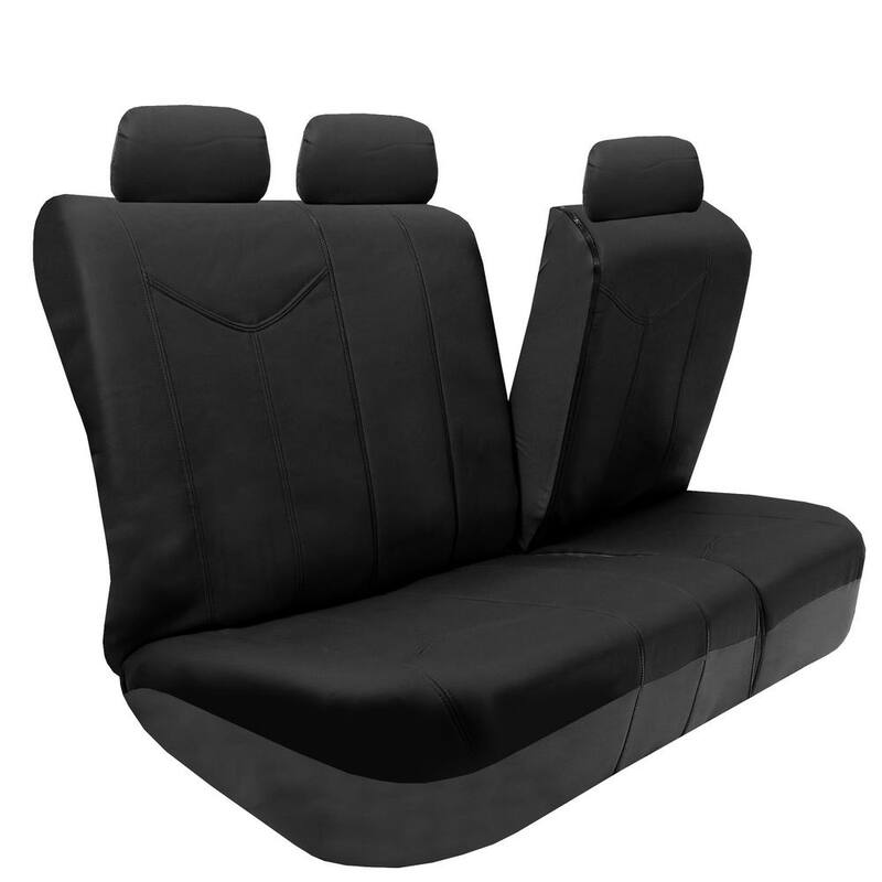 FH Group PU Leather 47 in. x 23 in. x 1 in. Rome Full Set Seat Covers - DMPU009BLACK115