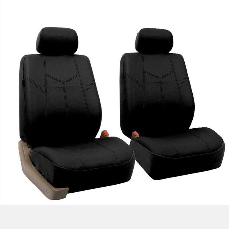 FH Group PU Leather 47 in. x 23 in. x 1 in. Rome Full Set Seat Covers - DMPU009BLACK115