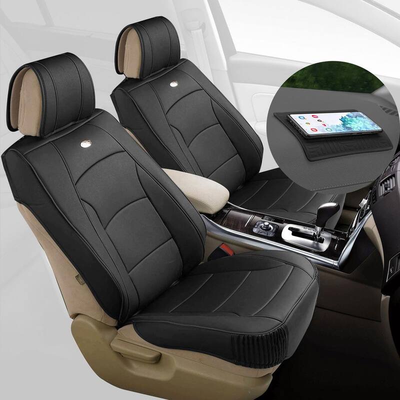 FH Group Ultra-Comfort Leatherette 47 in. x 23 in. x 1 in. Seat Cushions - Front Set - DMPU205102SOLIDBLACK