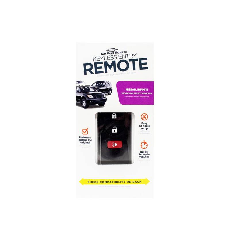 Car Keys Express Nissan Replacement Keyless Entry Remote - 3 Buttons (Lock, Unlock, Panic) with Easy DIY Pairing and 3-Year Warranty - NIS055-PK