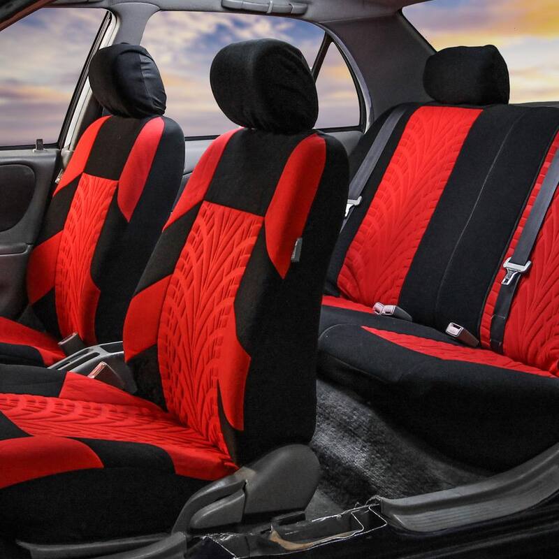 FH Group Travel Master Seat Covers 47 in. x 23 in. x 1 in. Polyester Full Set - DMFB071RED115