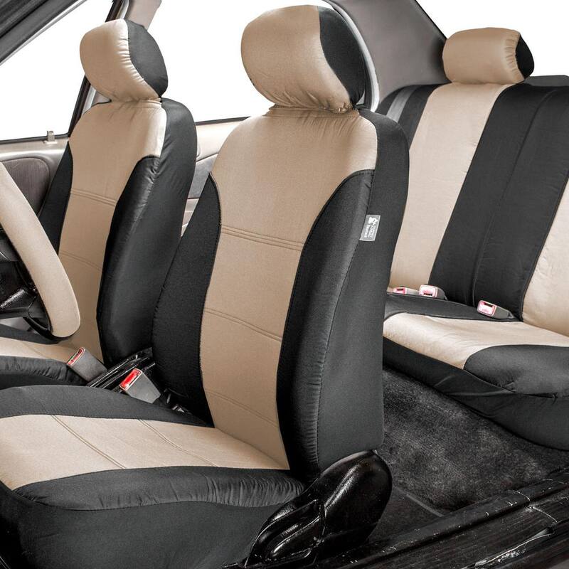 FH Group Polyester 47 in. x 23 in. x 1 in. Classic Khaki Full Set Car Seat Covers - DMFB065BEIGE115