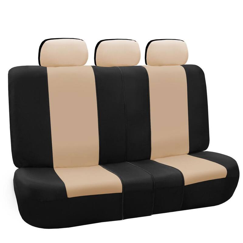 FH Group Polyester 47 in. x 23 in. x 1 in. Classic Khaki Full Set Car Seat Covers - DMFB065BEIGE115