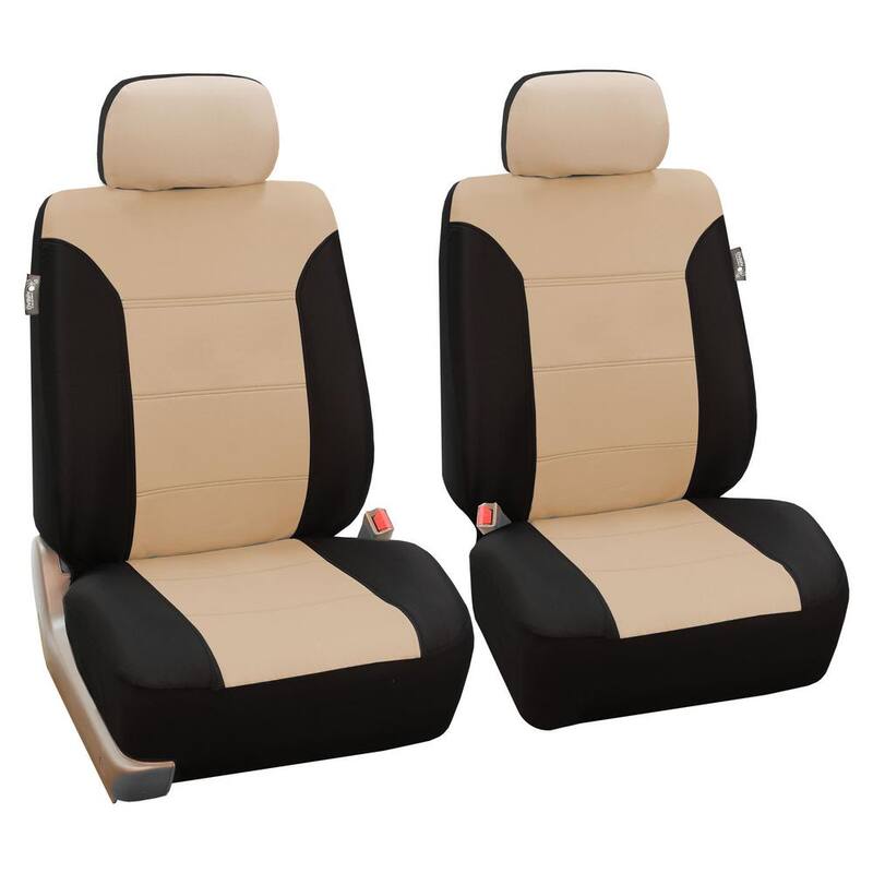 FH Group Polyester 47 in. x 23 in. x 1 in. Classic Khaki Full Set Car Seat Covers - DMFB065BEIGE115