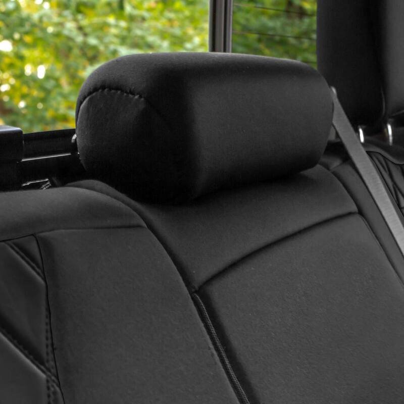 FH Group Neoprene Custom Fit Seat Covers for 2019-2023 Chevrolet Silverado 1500 2500HD 3500HD RST to LTZ to High Country - DMCM5008BLACK-REAR