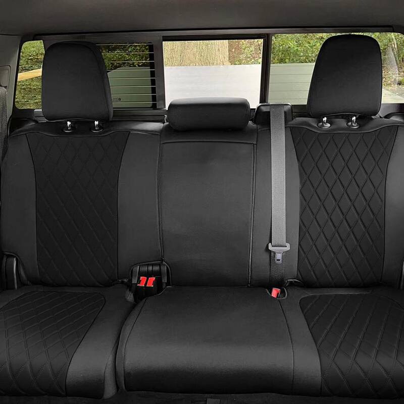 FH Group Neoprene Custom Fit Seat Covers for 2019-2023 Chevrolet Silverado 1500 2500HD 3500HD RST to LTZ to High Country - DMCM5008BLACK-REAR