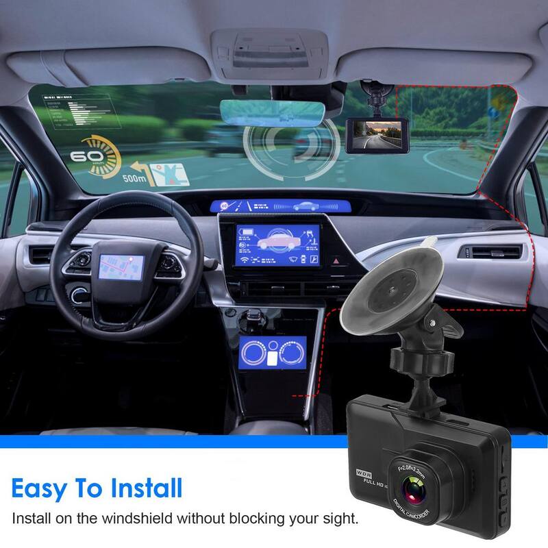 Etokfoks 1080P Car DVR 3 in. Camera Dash Cam Camcorder Camera Recorder with 100-Degree Angle Loop Recording Motion Detection - MLSA21OT008