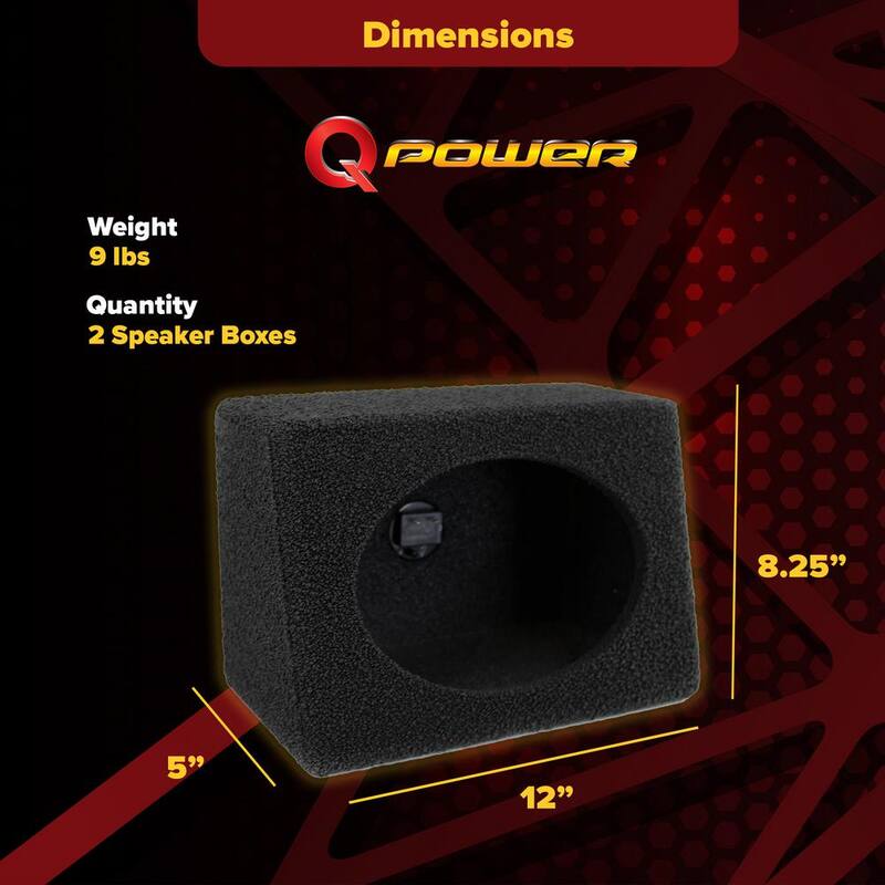 Q POWER Q-Bomb 6 in. x 9 in. Car Wedge Speaker Boxes with Bedliner Spray, Pair - QB-QTW6X9