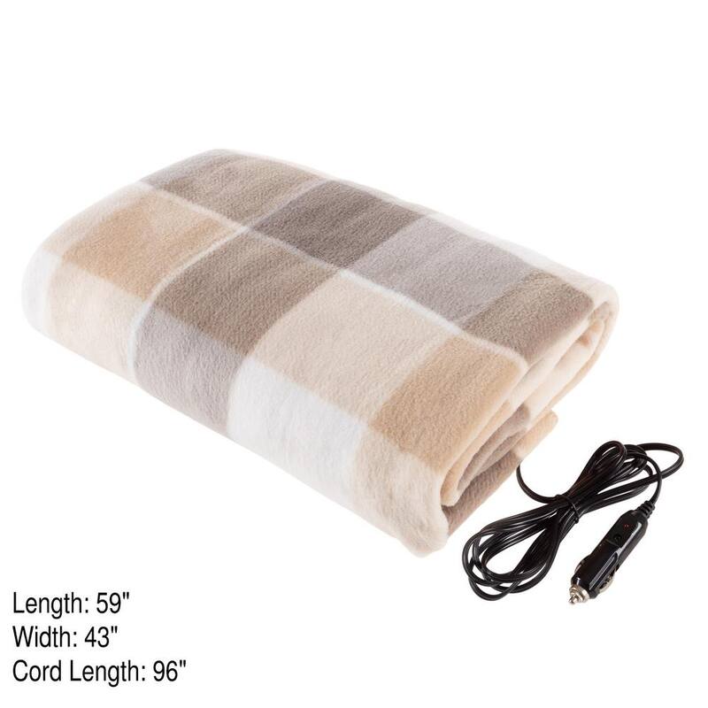 Stalwart 12-Volt Polar Fleece Electric Car Throw Blanket in Gray - HW6000038