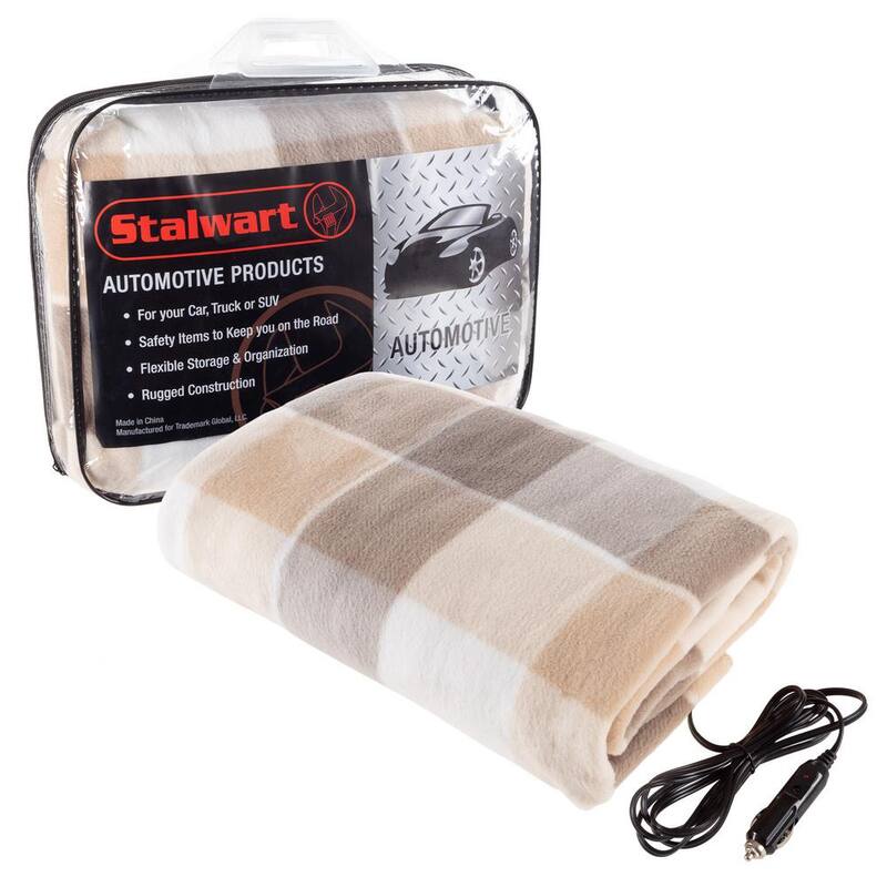 Stalwart 12-Volt Polar Fleece Electric Car Throw Blanket in Gray - HW6000038