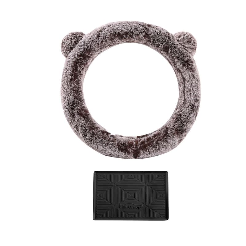 FH Group Fluffy Koala Bear Steering Wheel Cover - DMFH2011BLACK