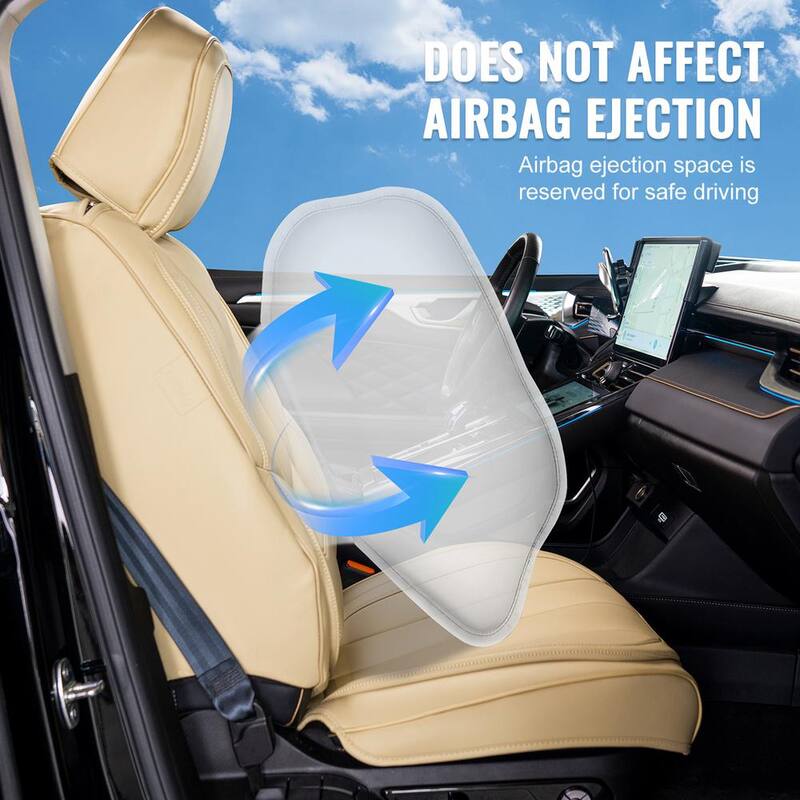 VEVOR Seat Covers, Universal Car Seat Covers Front Seats, 6pcs Faux Leather Seat Cover, Full Enclosed Design, Beige - ZTMSPGTDSTYXA942AV0-0805