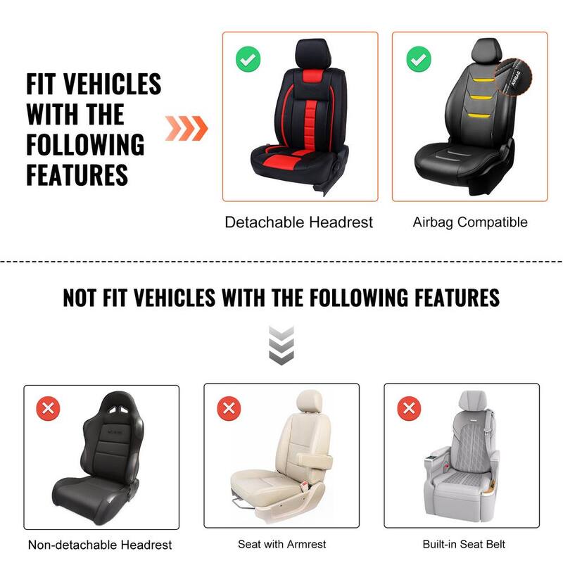VEVOR Seat Covers, Universal Car Seat Covers Front Seats, 6pcs Faux Leather Seat Cover, Full Enclosed Design, Beige - ZTMSPGTDSTYXA942AV0-0805