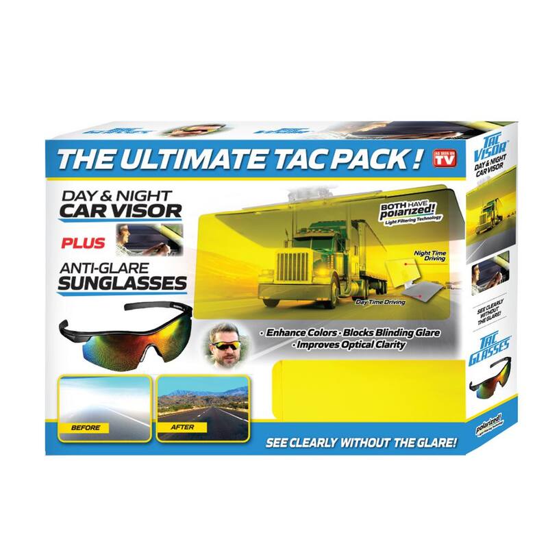 Bell + Howell TacVisor & TacGlasses 2 in 1 Value Pack - Polarized Car Visor for Day and Night and Polarized Sunglasses, Anti-Glare - 8243