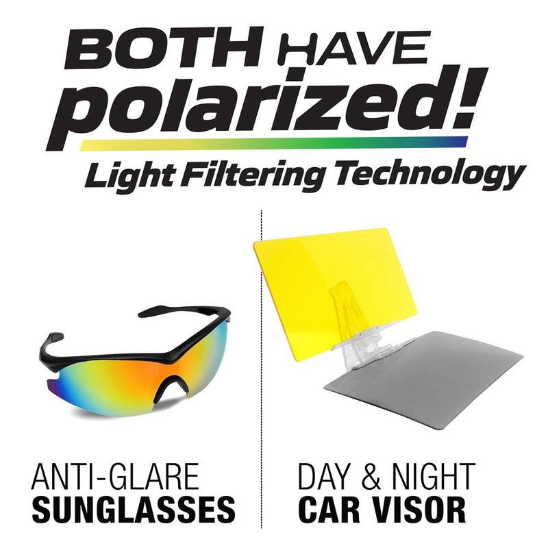 Bell + Howell TacVisor & TacGlasses 2 in 1 Value Pack - Polarized Car Visor for Day and Night and Polarized Sunglasses, Anti-Glare - 8243