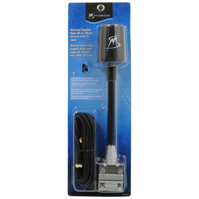 MobileSpec Universal Satellite Radio Antenna with 21 ft. Cable and Mirror Mount - MSTRSAT
