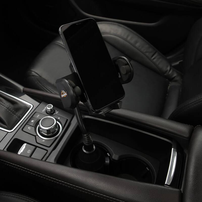 Armor All Universal Cup Holder Gooseneck Phone Mount with Expandable Rubber Grips and Flexible Neck Design - AMH3-1003-BLK