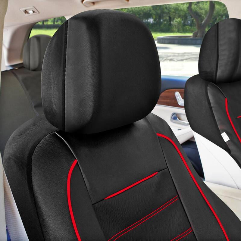 FH Group Premier Leatherette Seat Covers 15 in. x 11 in. x 6 in. Full Set - DMTP70009RED