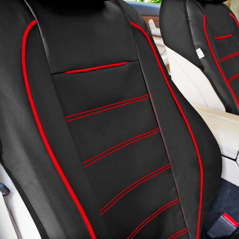 FH Group Premier Leatherette Seat Covers 15 in. x 11 in. x 6 in. Full Set - DMTP70009RED