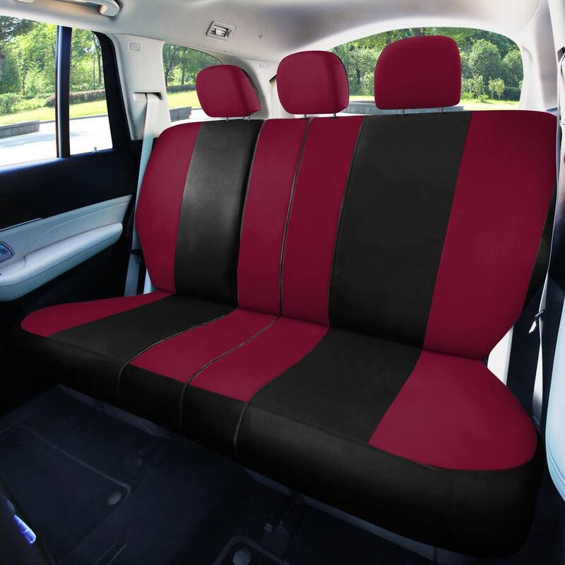 FH Group Light and Breezy Fabric 21 in. x 21 in. x 2 in. Full Set Seat Covers with Steering Wheel Cover and 4-Seat Belt Pads - DMFB030BGD115CM