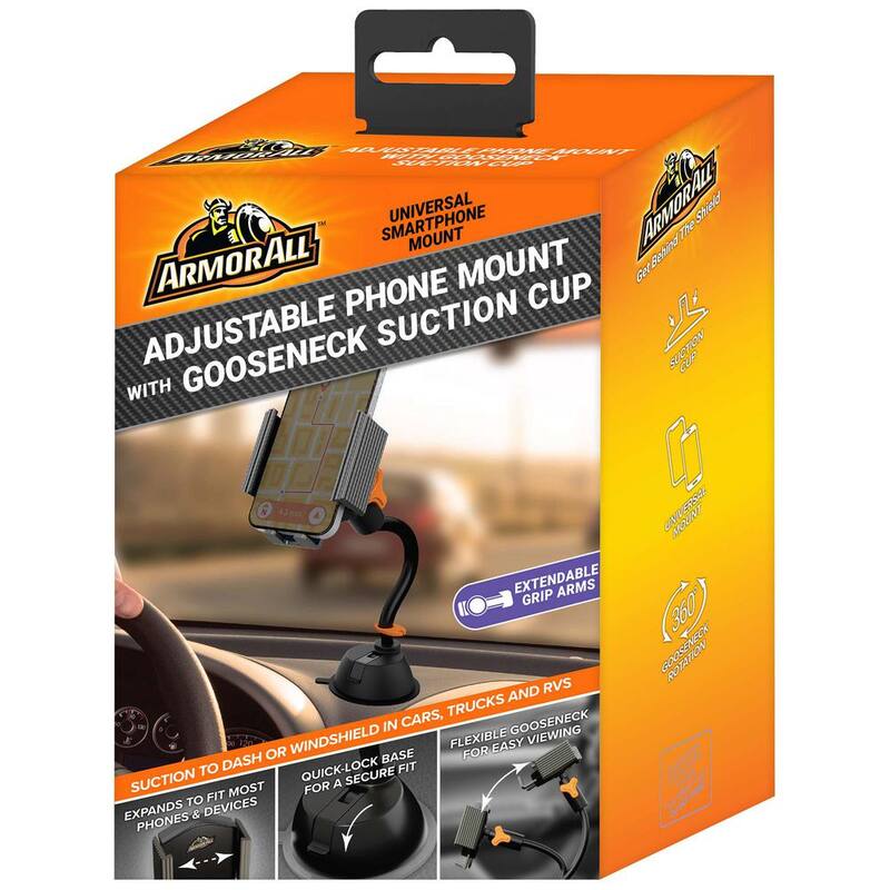 Armor All Adjustable Universal Smartphone Mount With Gooseneck Suction Cup - AMH3-1015-BLK