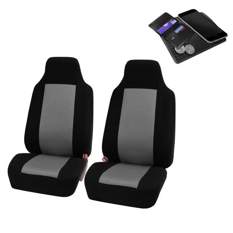 FH Group Sandwich Fabric 47 in. x 23 in. x 1 in. Half Set Front Car Seat Covers - DMFB102GRAY102