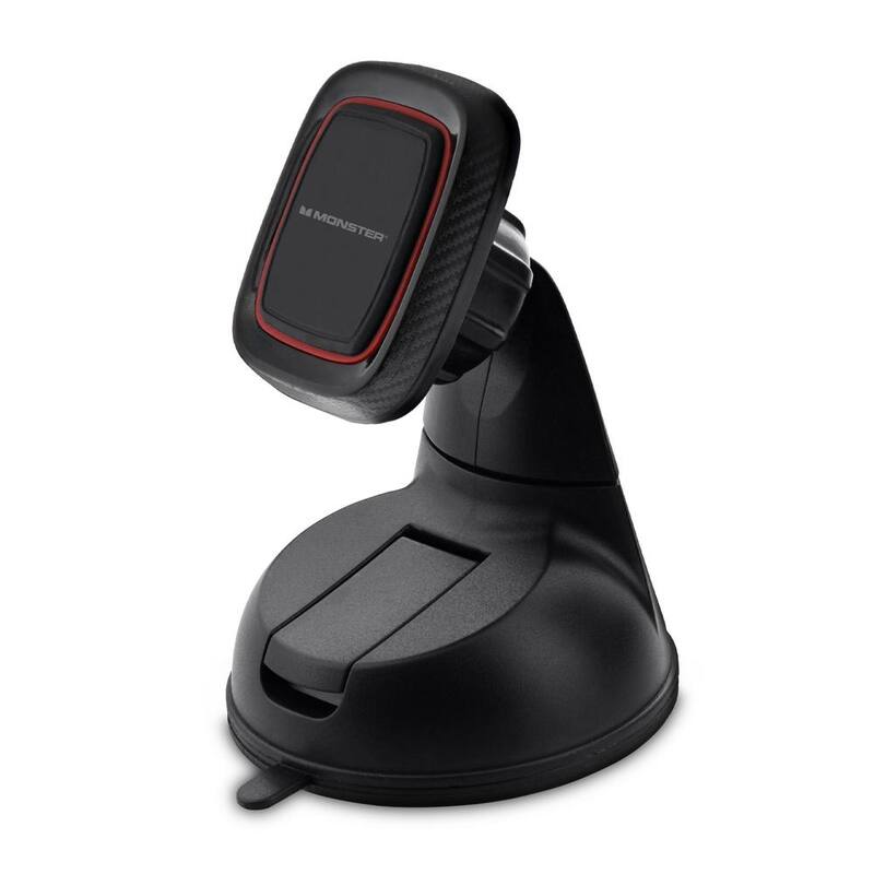 Monster Universal Magnetic Phone Mount With Pivoting Suction Cup Base, Hands-Free Calls, GPS - MMH5-1002-W12