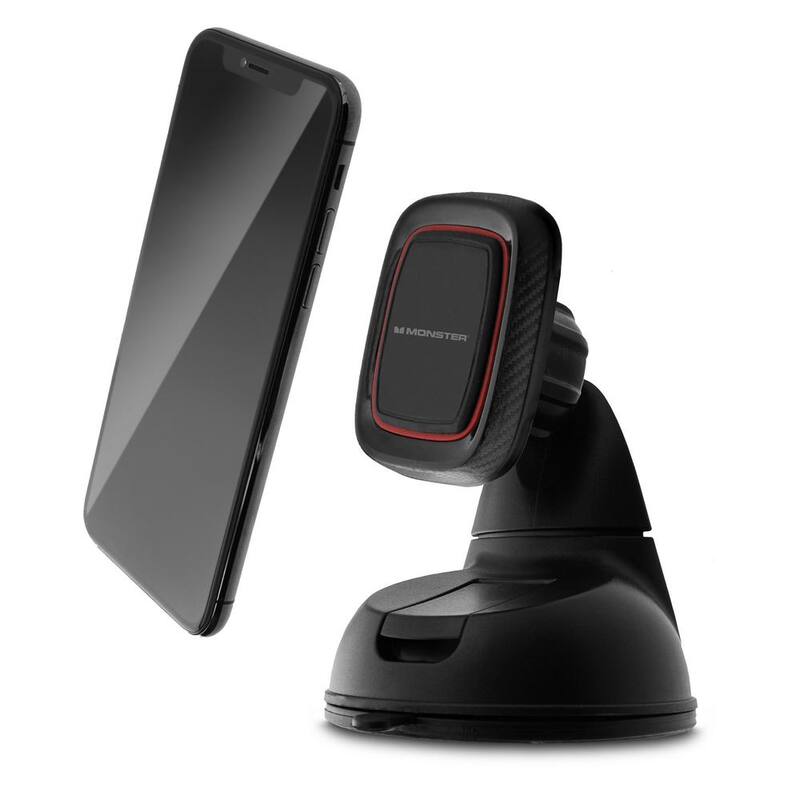 Monster Universal Magnetic Phone Mount With Pivoting Suction Cup Base, Hands-Free Calls, GPS - MMH5-1002-W12