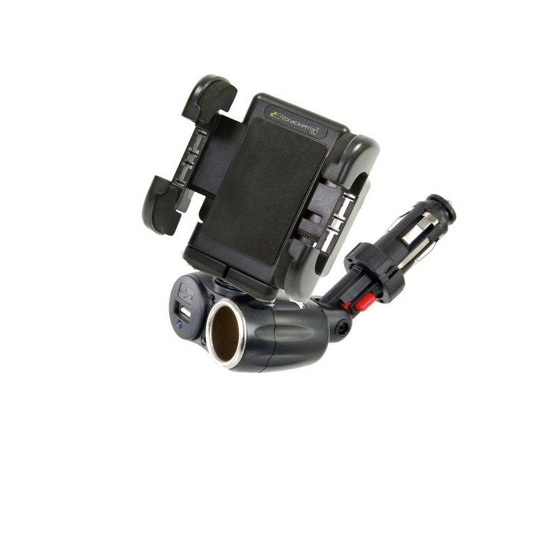 Bracketron Power Dock Dual Auxiliary USB Power Mount with Grip-iT for GPS, Black - IPM197BL