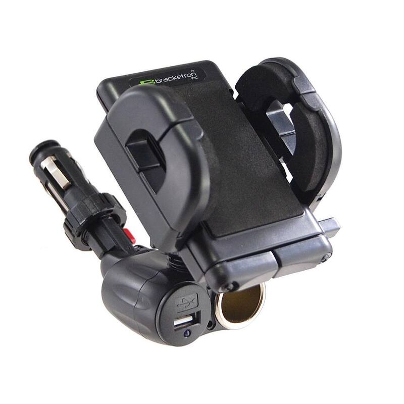 Bracketron Power Dock Dual Auxiliary USB Power Mount with Grip-iT for GPS, Black - IPM197BL