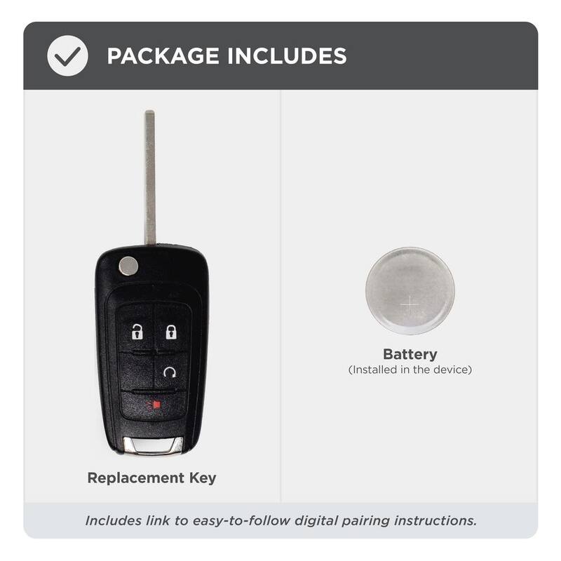Car Keys Express GM Simple Key, for Select Buick,Chevrolet, GMC Vehicles 4 Button Flip Key Remote Start, Lock, Unlock,and Panic Buttons - GMFK4RSSK-PK
