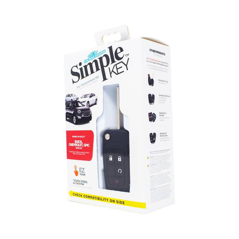 Car Keys Express GM Simple Key, for Select Buick,Chevrolet, GMC Vehicles 4 Button Flip Key Remote Start, Lock, Unlock,and Panic Buttons - GMFK4RSSK-PK