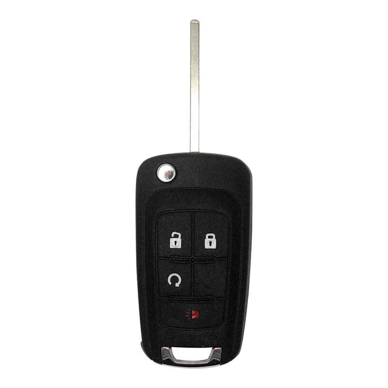 Car Keys Express GM Simple Key, for Select Buick,Chevrolet, GMC Vehicles 4 Button Flip Key Remote Start, Lock, Unlock,and Panic Buttons - GMFK4RSSK-PK