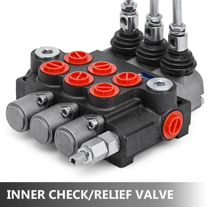 VEVOR 3 Spool Hydraulic Control Valve 11GPM Hydraulic Directional Control Valve Double Acting Hydraulic Valve for Tractors - KZF3ZYY11GPMSZY01V0-0808