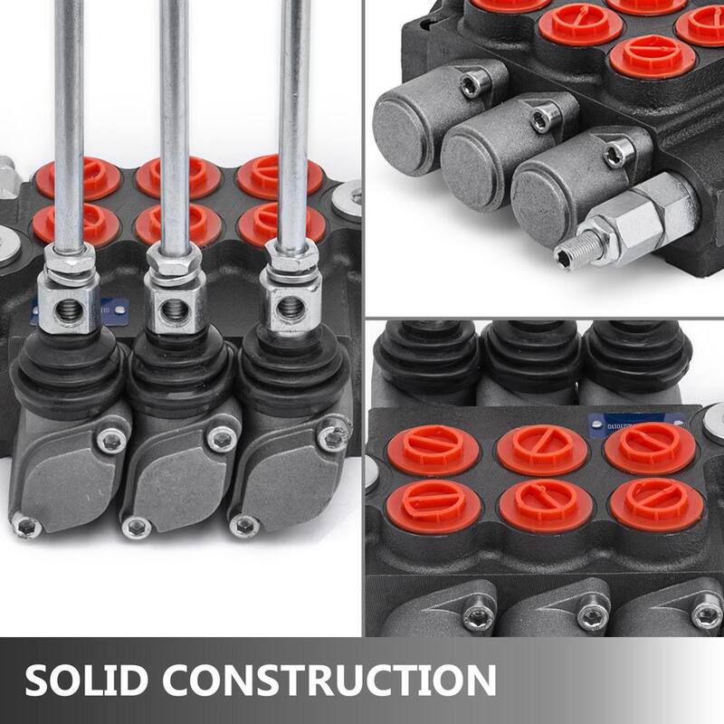 VEVOR 3 Spool Hydraulic Control Valve 11GPM Hydraulic Directional Control Valve Double Acting Hydraulic Valve for Tractors - KZF3ZYY11GPMSZY01V0-0808