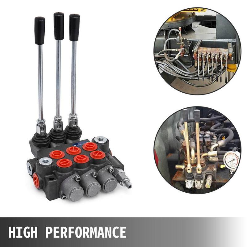 VEVOR 3 Spool Hydraulic Control Valve 11GPM Hydraulic Directional Control Valve Double Acting Hydraulic Valve for Tractors - KZF3ZYY11GPMSZY01V0-0808