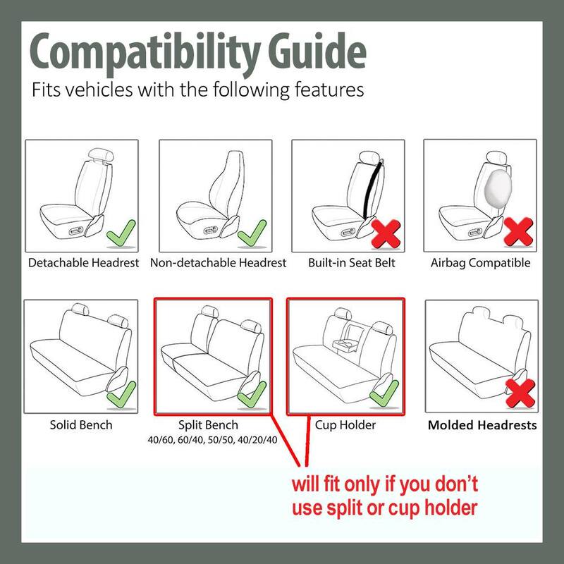 FH Group Sandwich Fabric 47 in. x 23 in. x 1 in. Full Set Car Seat Covers - DMFB102BLACK114