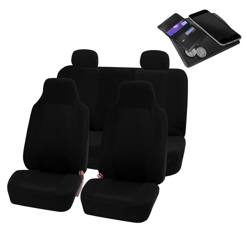 FH Group Sandwich Fabric 47 in. x 23 in. x 1 in. Full Set Car Seat Covers - DMFB102BLACK114