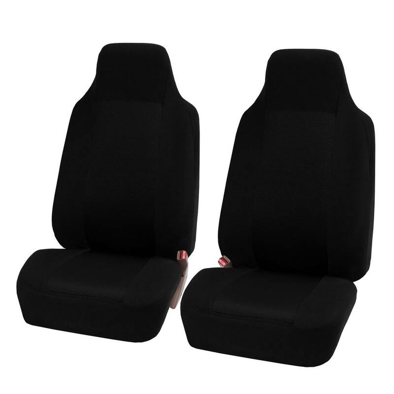 FH Group Sandwich Fabric 47 in. x 23 in. x 1 in. Full Set Car Seat Covers - DMFB102BLACK114